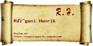 Régeni Henrik névjegykártya